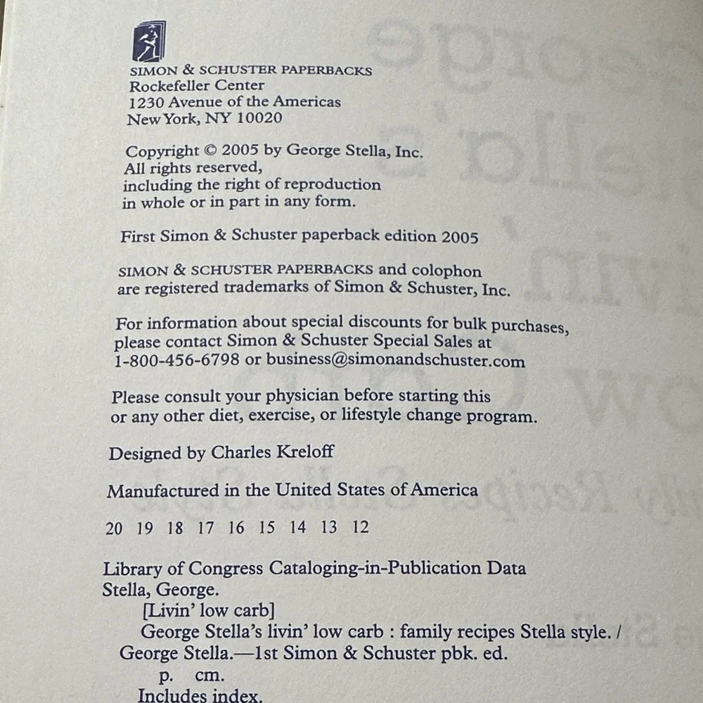 George Stella's Livin' Low Carb Cookbook